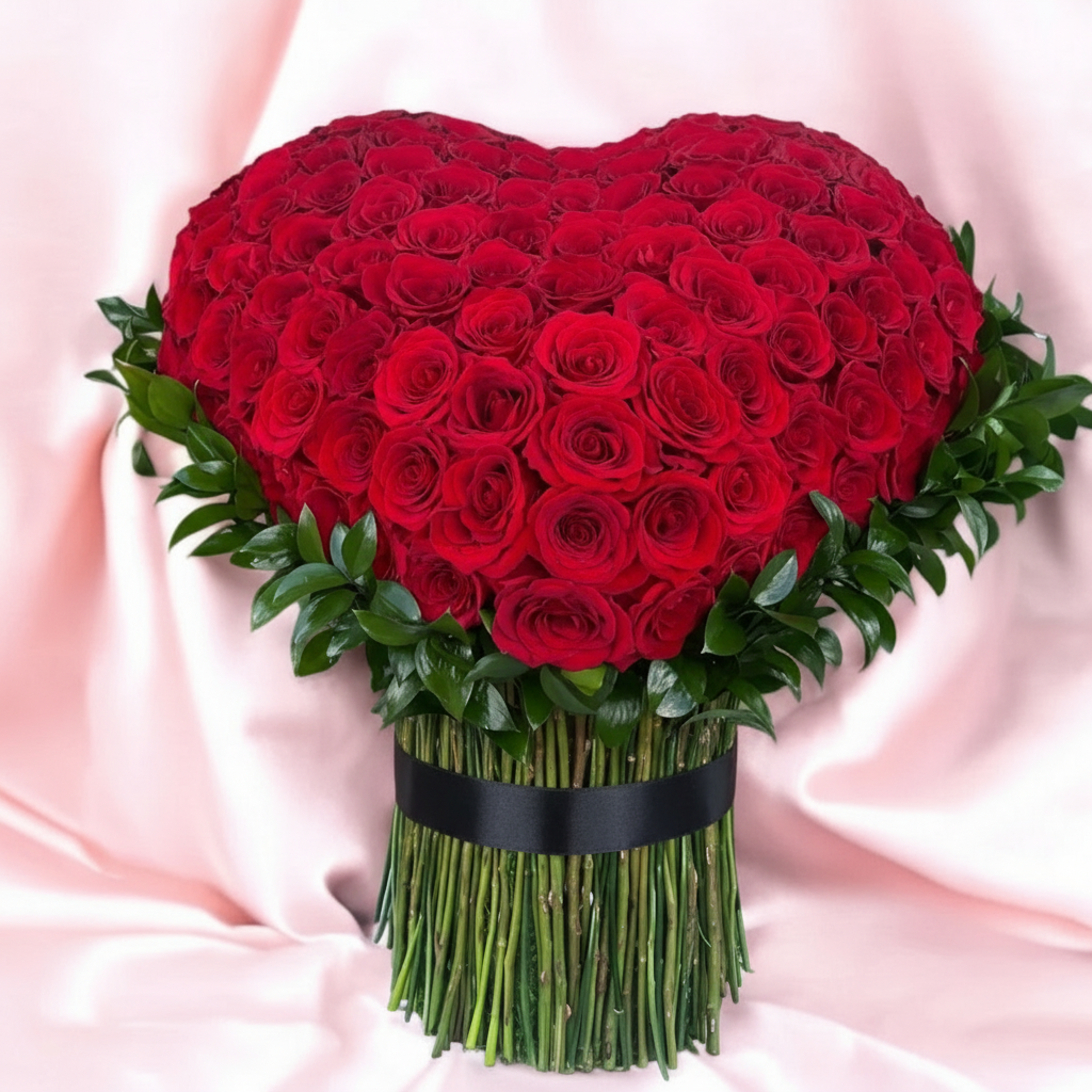 Standing Heart Roses 3D Heart Standing 150 Roses VIP – Fresh Naomi Roses – 100 Roses London