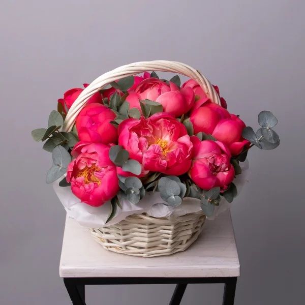 Coral Peony Basket