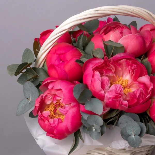 Coral Peony Basket