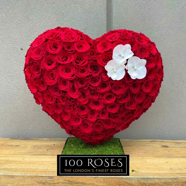 Standing Love Rose White Orchid