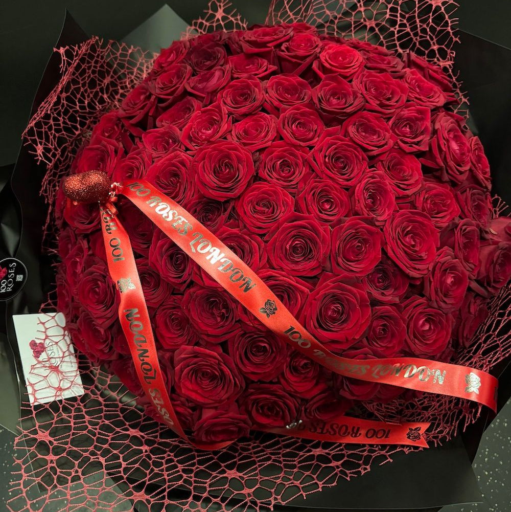 100 Luxury Red Roses Bouquet (Naomi) – Premium Flowers with London ...