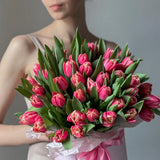 50 Pink Tulips Hatbox